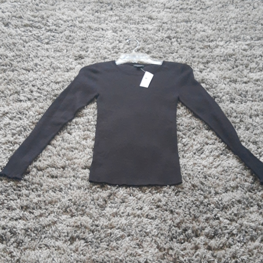 Ann Taylor Black Long Sleeve Ruffle Sweater XS - Picture 4 of 6